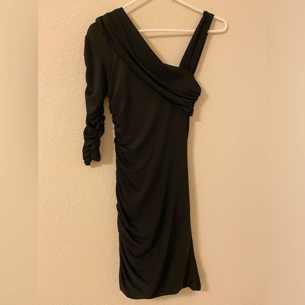 Asymmetrical One Shoulder Strap One Sleeve Dress